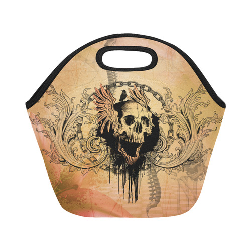 Amazing skull with wings Neoprene Lunch Bag/Small (Model 1669)