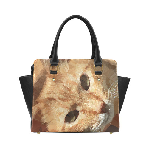 Tabby Cat Low Poly Geometric Triangles Classic Shoulder Handbag (Model 1653)