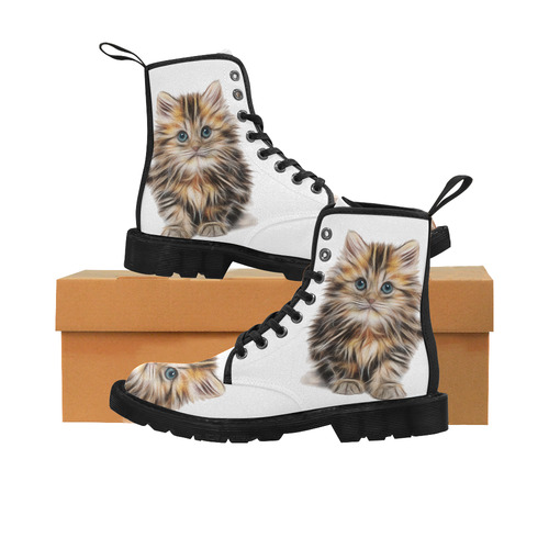 Lovely Cute Kitty Martin Boots for Women (Black) (Model 1203H)