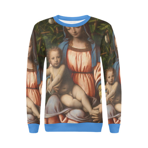 Madonna Of Roses From Bernardino Luini All Over Print Crewneck Sweatshirt for Women (Model H18)