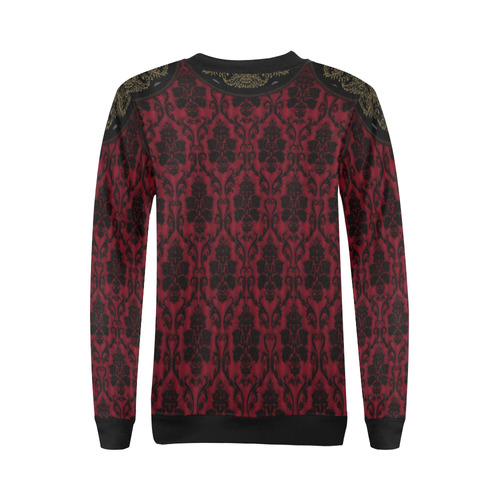 Gothic Victorian Black'n Red Pattern All Over Print Crewneck Sweatshirt for Women (Model H18)