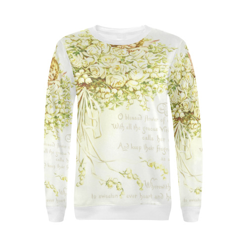 Vintage Wedding Painting With Poem 2 All Over Print Crewneck Sweatshirt for Women (Model H18)