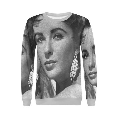 Great Actress Elizabeth Taylor All Over Print Crewneck Sweatshirt for Women (Model H18)