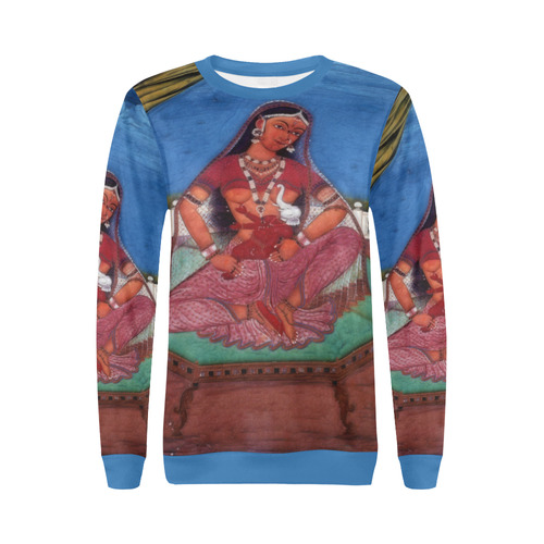 Deity Parvati with her Son Ganesha All Over Print Crewneck Sweatshirt for Women (Model H18)