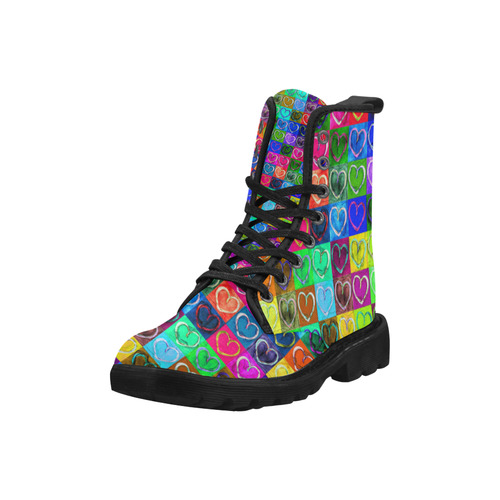 Lovely Hearts Mosaic Pattern - Grunge Colored Martin Boots for Women (Black) (Model 1203H)