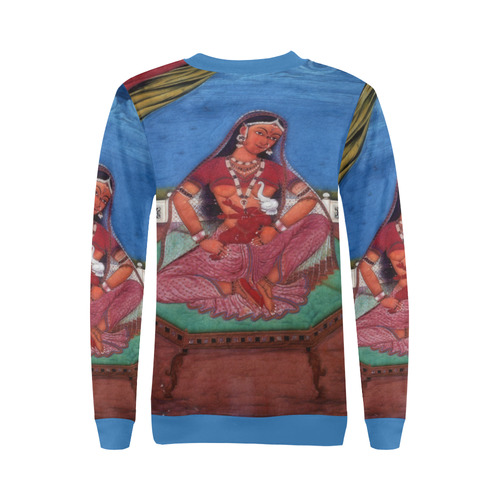 Deity Parvati with her Son Ganesha All Over Print Crewneck Sweatshirt for Women (Model H18)