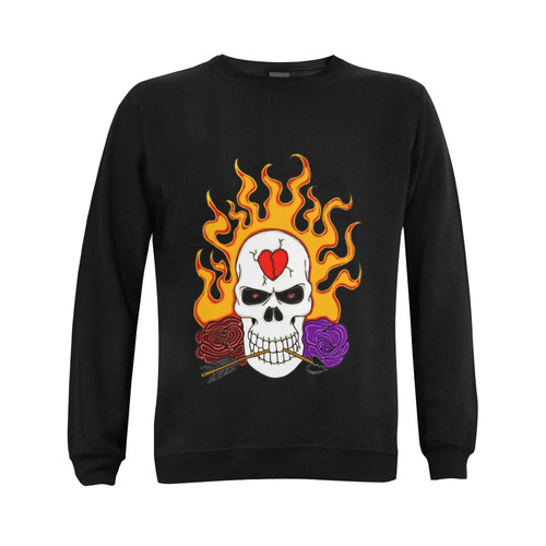 Anti Valentine Skull Black Gildan Crewneck Sweatshirt(NEW) (Model H01)