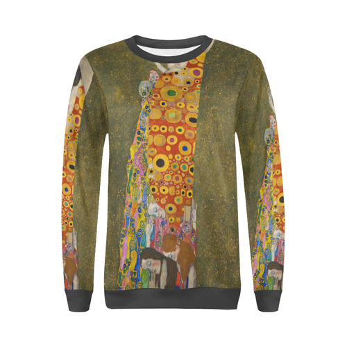 Hope II by Gustav Klimt All Over Print Crewneck Sweatshirt for Women (Model H18)