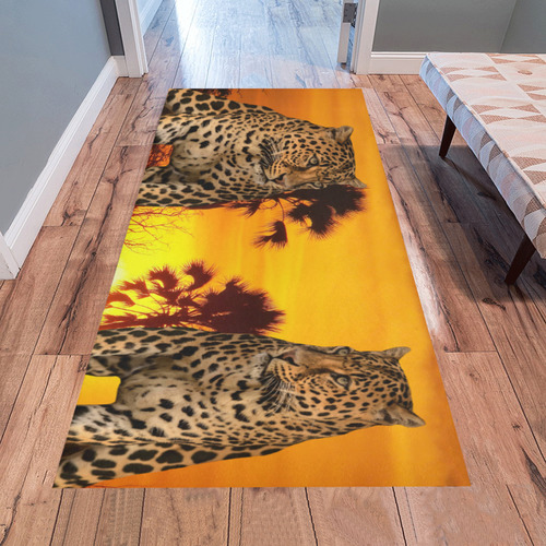 Leopard and Sunset Area Rug 7'x3'3''