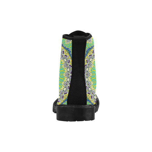 POWER MANDALA Blue Green Yellow Martin Boots for Women (Black) (Model 1203H)