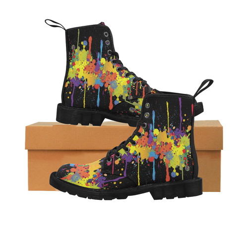 CRAZY multicolored double running SPLASHES Martin Boots for Women (Black) (Model 1203H)