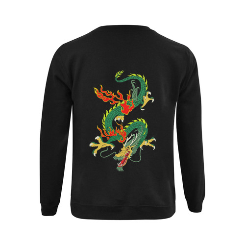 Green Chinese Dragon Black Gildan Crewneck Sweatshirt(NEW) (Model H01)
