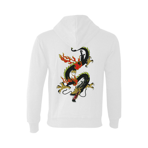 Black Chinese Dragon White Oceanus Hoodie Sweatshirt (NEW) (Model H03)