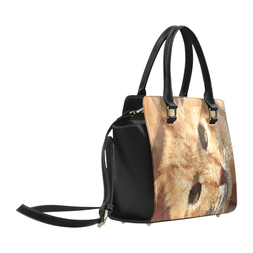 Tabby Cat Low Poly Geometric Triangles Classic Shoulder Handbag (Model 1653)