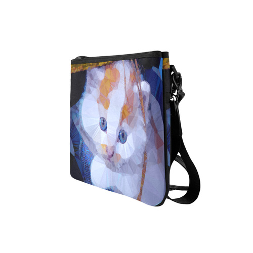 White Kitten Blue Eyes Low Poly Slim Clutch Bag (Model 1668)