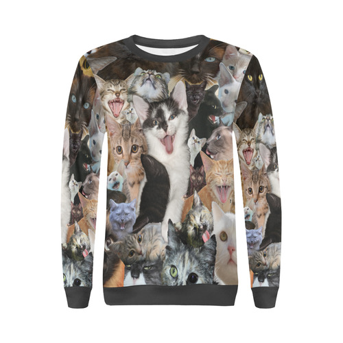Crazy Kitten Show All Over Print Crewneck Sweatshirt for Women (Model H18)
