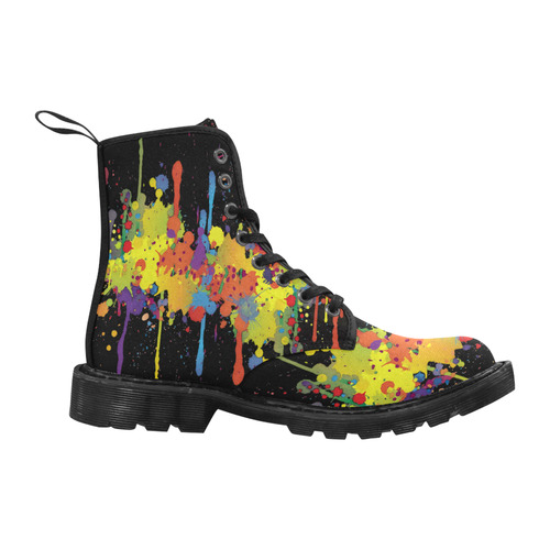 CRAZY multicolored double running SPLASHES Martin Boots for Women (Black) (Model 1203H)