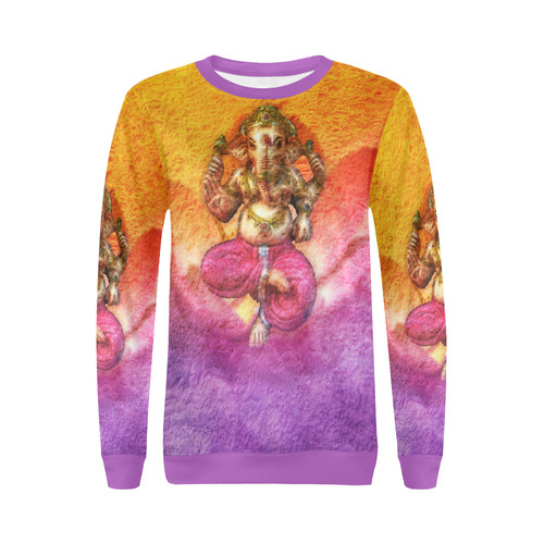 Ganesh, Son Of Shiva And Parvati All Over Print Crewneck Sweatshirt for Women (Model H18)