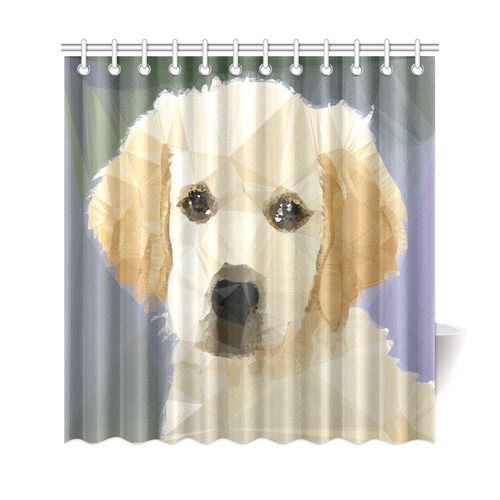 Golden Retriever Puppy Low Poly Shower Curtain 69"x72"
