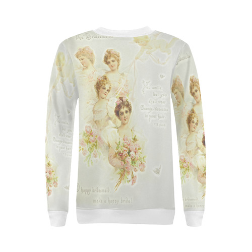 Vintage painting of bridemaids All Over Print Crewneck Sweatshirt for Women (Model H18)