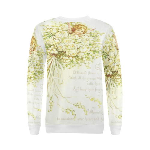 Vintage Wedding Painting With Poem 2 All Over Print Crewneck Sweatshirt for Women (Model H18)