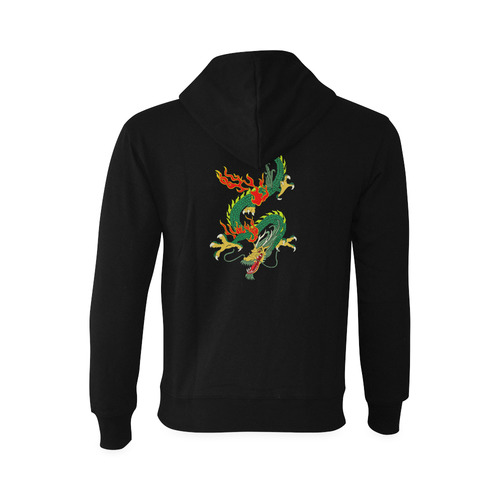 Green Chinese Dragon Black Oceanus Hoodie Sweatshirt (Model H03)