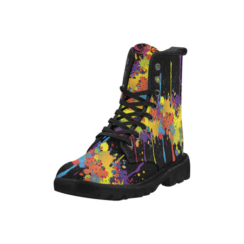 CRAZY multicolored double running SPLASHES Martin Boots for Women (Black) (Model 1203H)