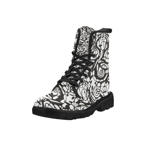 Crazy Spiral Shapes Pattern - Black White Martin Boots for Women (Black) (Model 1203H)