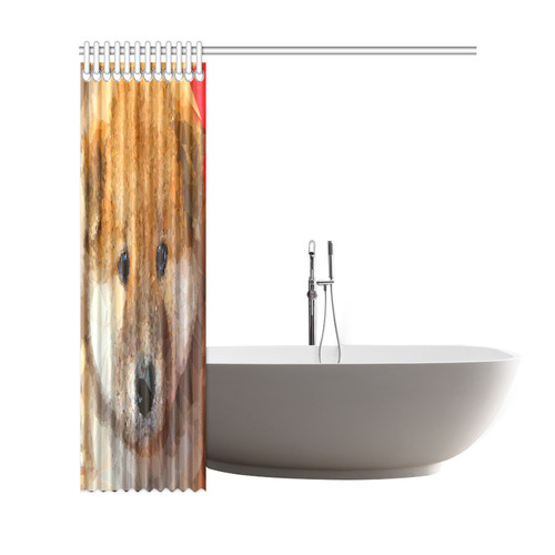 Cute Puppy Low Poly Vector Triangles Shower Curtain 69"x72"