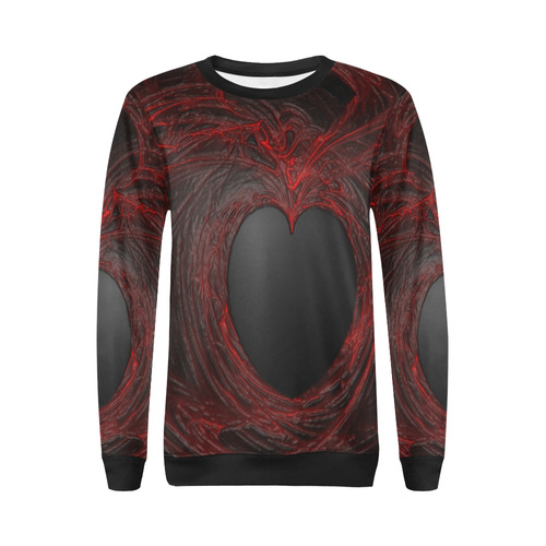 Dark Gothic Heart Paint With Blood All Over Print Crewneck Sweatshirt for Women (Model H18)