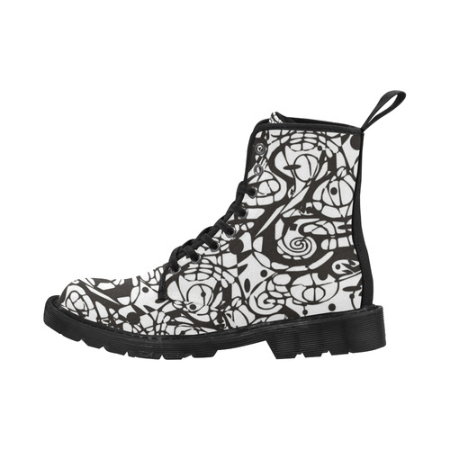 Crazy Spiral Shapes Pattern - Black White Martin Boots for Women (Black) (Model 1203H)