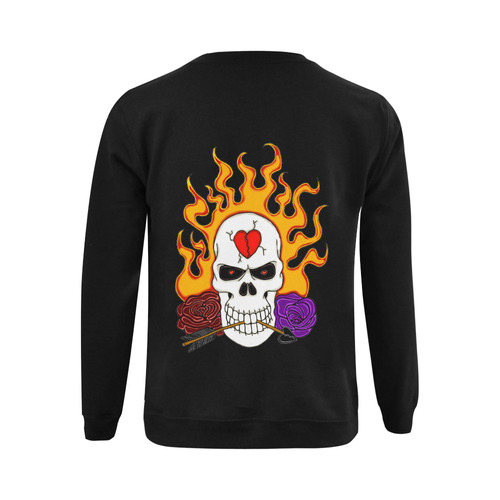 Anti Valentine Skull Black Gildan Crewneck Sweatshirt(NEW) (Model H01)