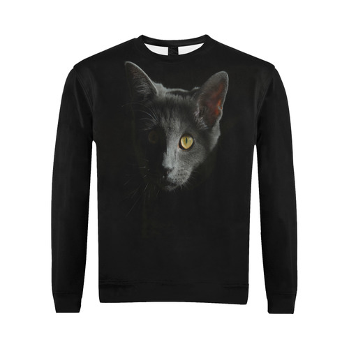 Black Cat All Over Print Crewneck Sweatshirt for Men/Large (Model H18)