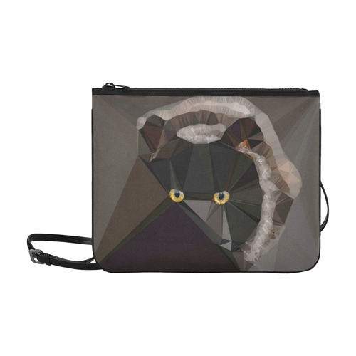 Cat Yellow Eyes Low Poly Triangles Slim Clutch Bag (Model 1668)