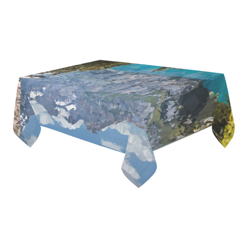 Mountain Landscape Low Poly Triangles Cotton Linen Tablecloth 60" x 90"