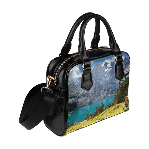 Mountain Landscape Low Poly Triangles Shoulder Handbag (Model 1634)