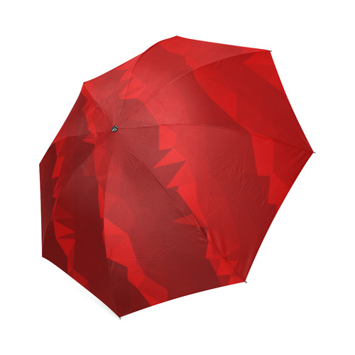 Red Organic Low Poly Geometric Triangles Foldable Umbrella (Model U01)