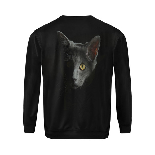 Black Cat All Over Print Crewneck Sweatshirt for Men/Large (Model H18)