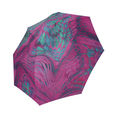 crazy purple - green snake scales animal skin design camouflage Foldable Umbrella (Model U01)