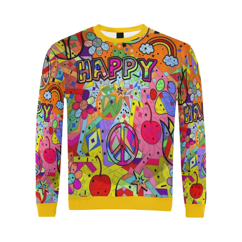 Happy Popart by Nico Bielow All Over Print Crewneck Sweatshirt for Men (Model H18)