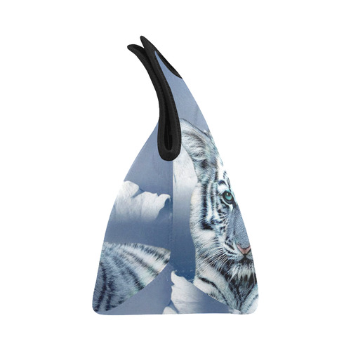 Blue White Tiger Neoprene Lunch Bag/Small (Model 1669)