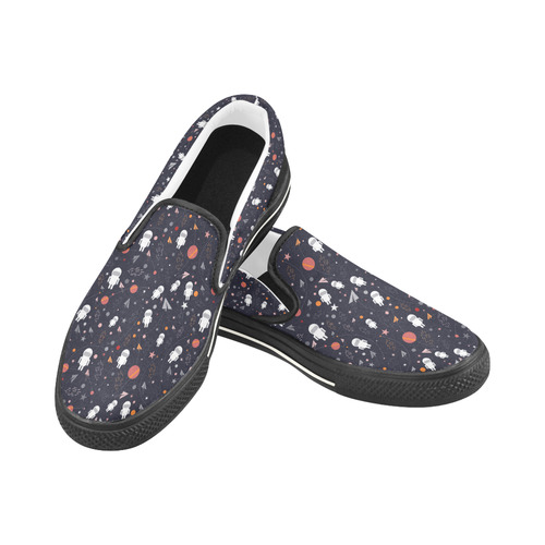 cartoon astronaut pattern Slip-on Canvas Shoes for Kid (Model 019)