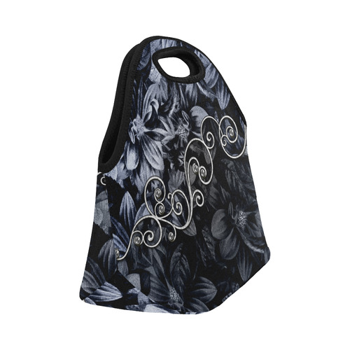 Flower power in blue Neoprene Lunch Bag/Small (Model 1669)
