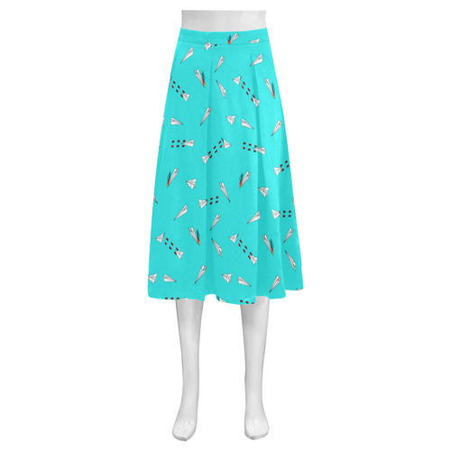 paper airplane dog fighters skirt Mnemosyne Women's Crepe Skirt (Model D16)