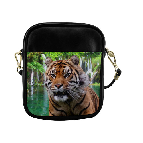 Tiger and Waterfall Sling Bag (Model 1627)