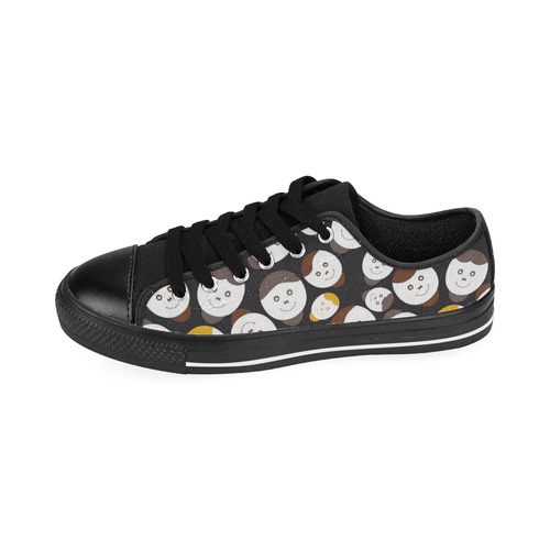 brown smiley faces Low Top Canvas Shoes for Kid (Model 018)