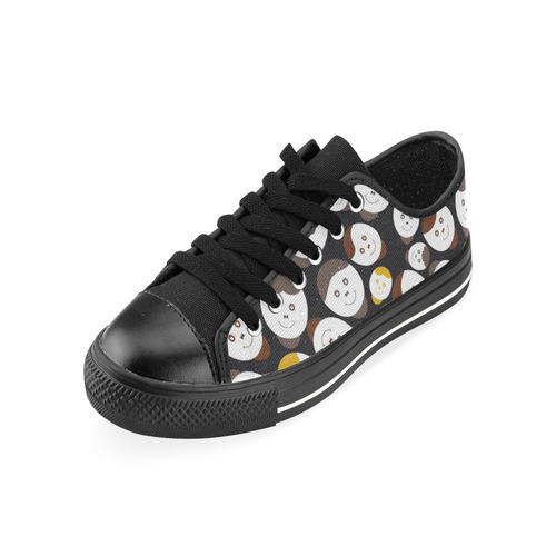 brown smiley faces Low Top Canvas Shoes for Kid (Model 018)