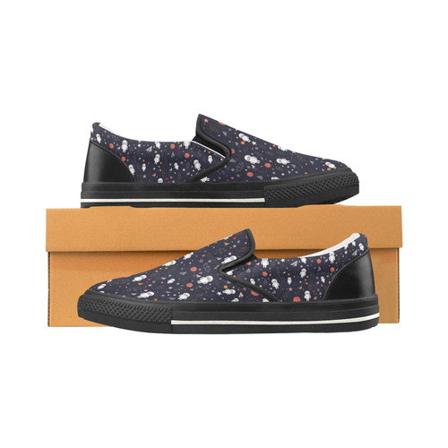 cartoon astronaut pattern Slip-on Canvas Shoes for Kid (Model 019)