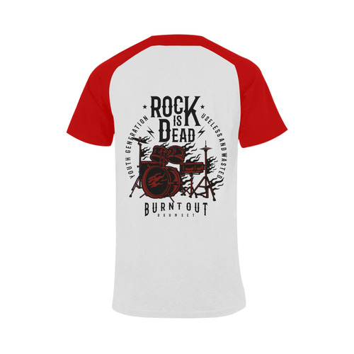 Rock Is Dead Red Men's Raglan T-shirt (USA Size) (Model T11)
