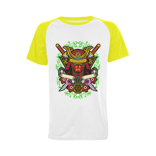 Samurai Modern Yellow Men's Raglan T-shirt (USA Size) (Model T11)